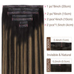 Natural Black Balayage (1B/6/1B) Seamless Clip-Ins (130g) [Clearance]_100% Remy Human Hair.