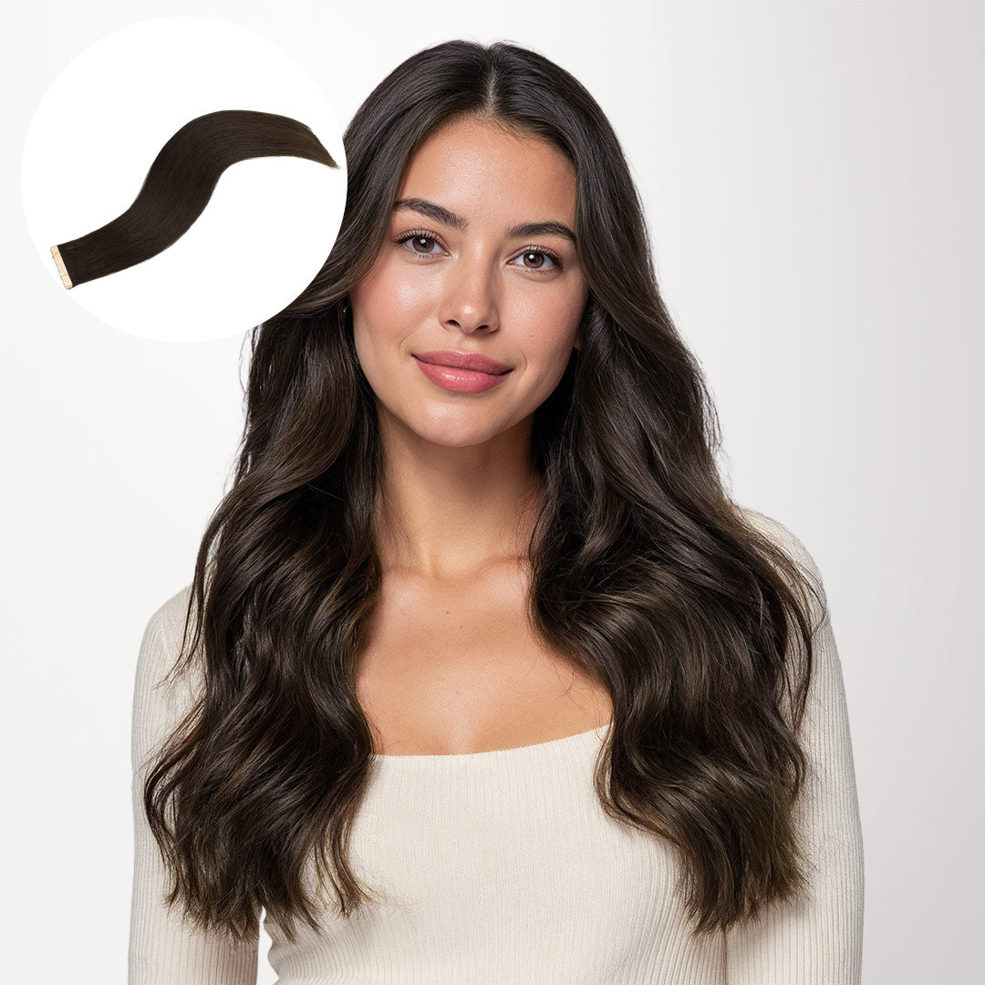 Dark Brown (2) Mini Tape-Ins 40g_100% Remy Human Hair.