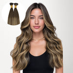 Caramel Blonde Balayage (4/27/4) Flat Tip Hair Extensions 60g_100% Remy Human Hair.