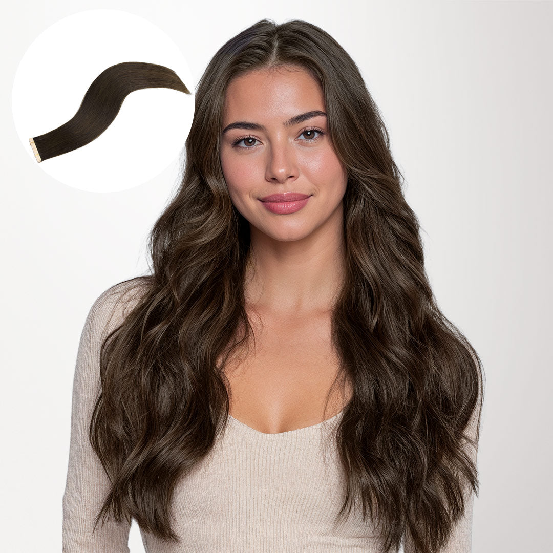 Light Brown (2A) Tape-Ins 50g_100% Remy Human Hair.