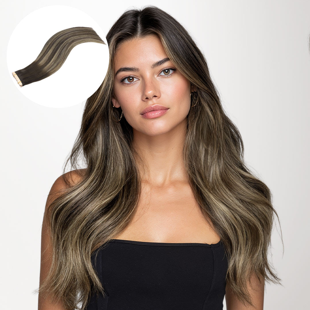 Honey Blonde Balayage (4/26/4) Mini Tape-Ins 40g_100% Remy Human Hair.