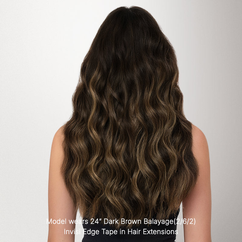 Dark Brown Balayage (2/6/2) Invisi Edge Tape-Ins 50g_100% Remy Human Hair.