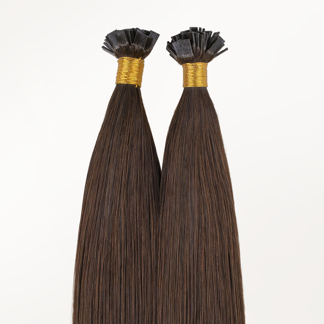 Chocolate Brown (4A) Flat Tip Hair Extensions 60g_100% Remy Human Hair.