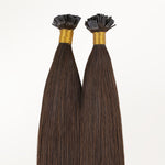 Chocolate Brown (4A) Flat Tip Hair Extensions 60g_100% Remy Human Hair.