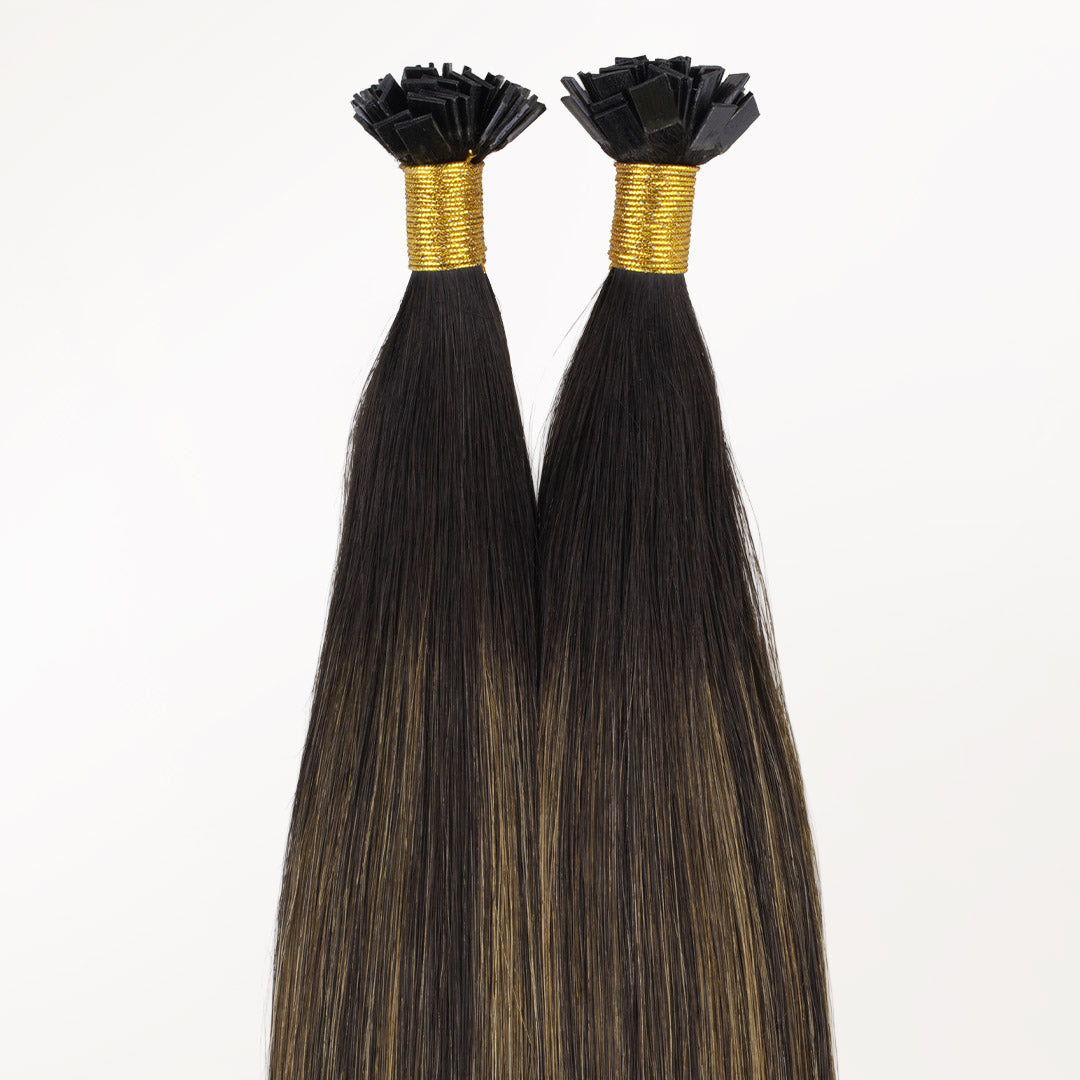 Dark Brown Balayage (2/6/2) Flat Tip Hair Extensions 60g_100% Remy Human Hair.