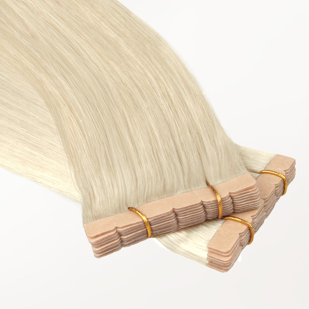 Platinum Blonde (60A) Tape-Ins 50g_100% Remy Human Hair.