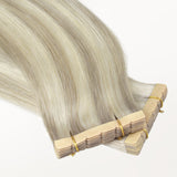 Ash Blonde Highlights (17A/60A) Tape-Ins 50g_100% Remy Human Hair.