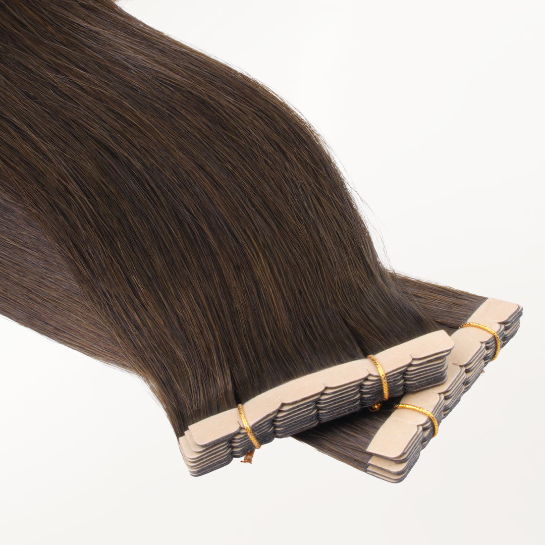 Chocolate Brown (4A) Mini Tape-Ins 40g_100% Remy Human Hair.