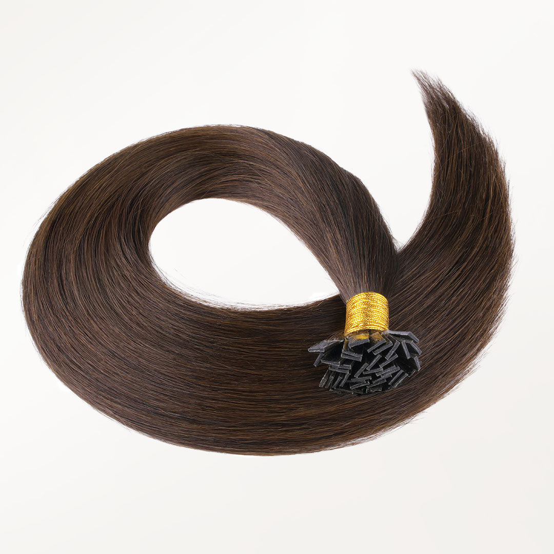 Chocolate Brown (4A) Flat Tip Hair Extensions 60g_100% Remy Human Hair.