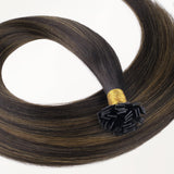 Dark Brown Balayage (2/6/2) Flat Tip Hair Extensions 60g_100% Remy Human Hair.