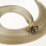 Light Blonde Highlights (16/22A) Flat Tip Hair Extensions 60g_100% Remy Human Hair.