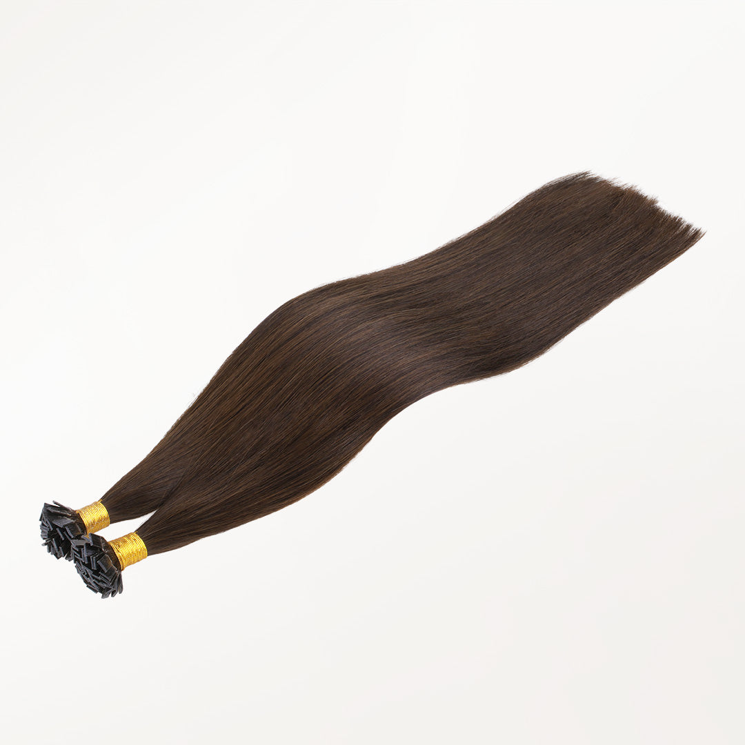 Chocolate Brown (4A) Flat Tip Hair Extensions 60g_100% Remy Human Hair.