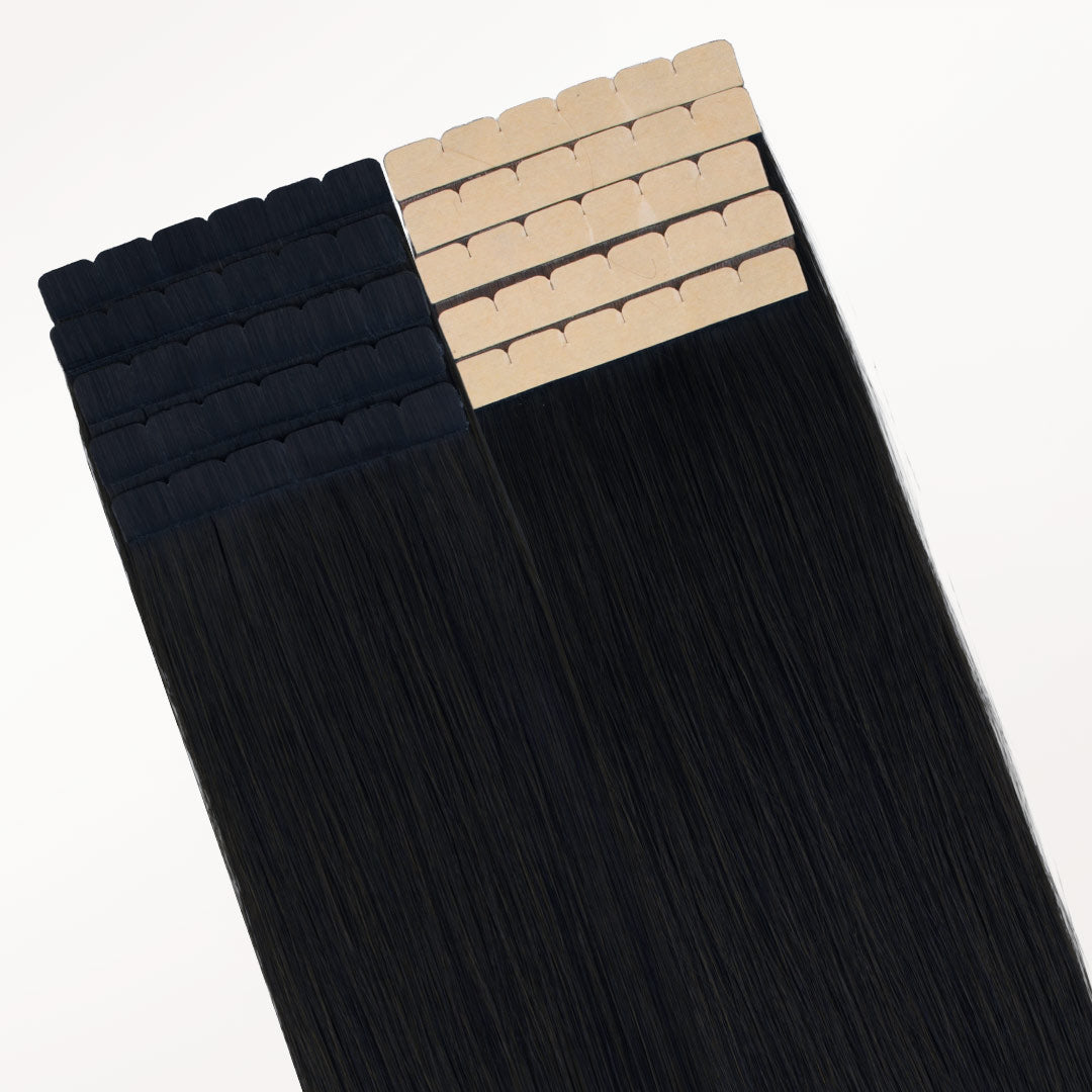 Jet Black (1) Tape-Ins 50g_100% Remy Human Hair.