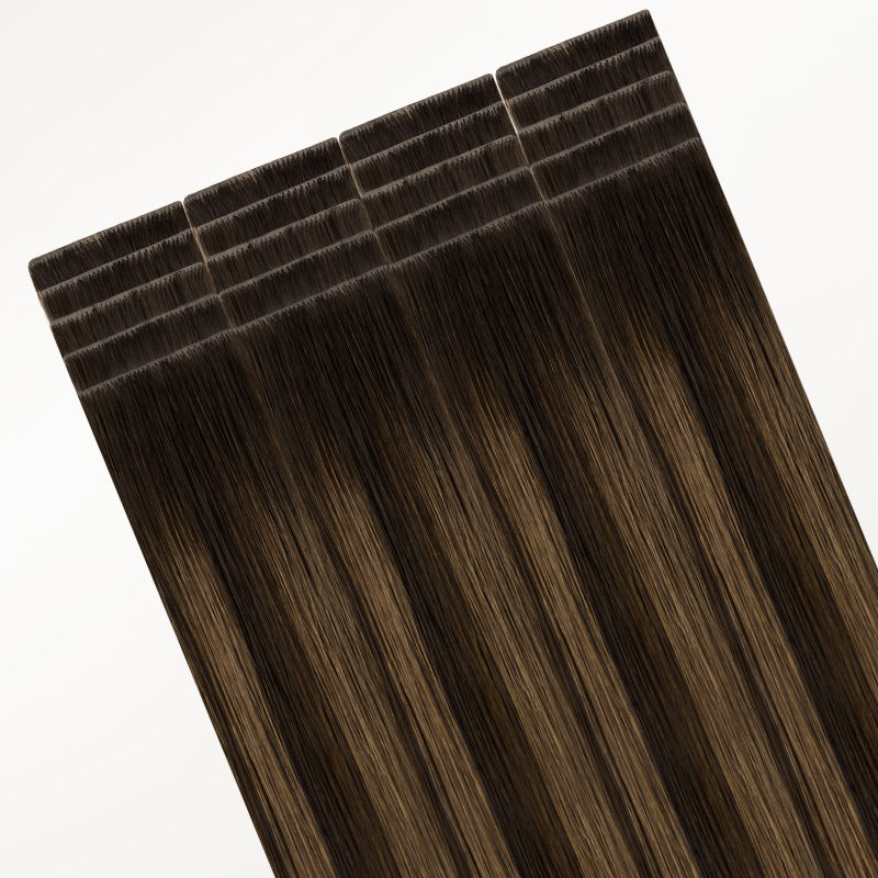 Dark Brown Balayage (2/6/2) Invisi Edge Tape-Ins 50g_100% Remy Human Hair.