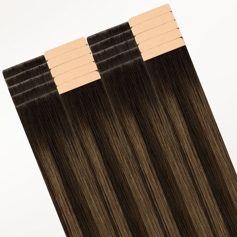 Dark Brown Balayage (2/6/2) Invisi Edge Tape-Ins 50g_100% Remy Human Hair.