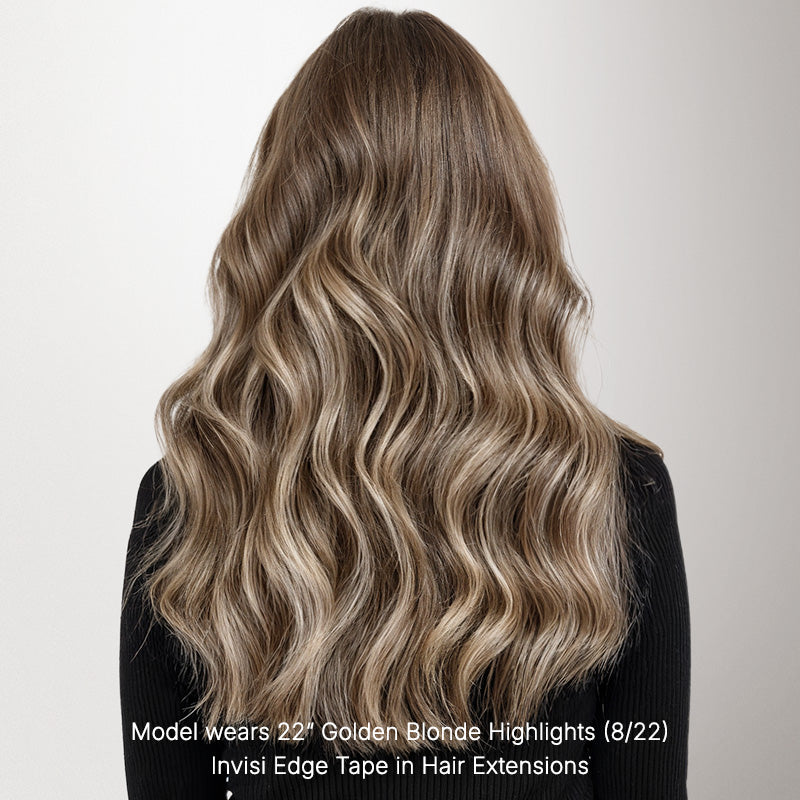 Golden Blonde Highlights (8B/60B) Invisi Edge Tape-Ins 50g_100% Remy Human Hair.