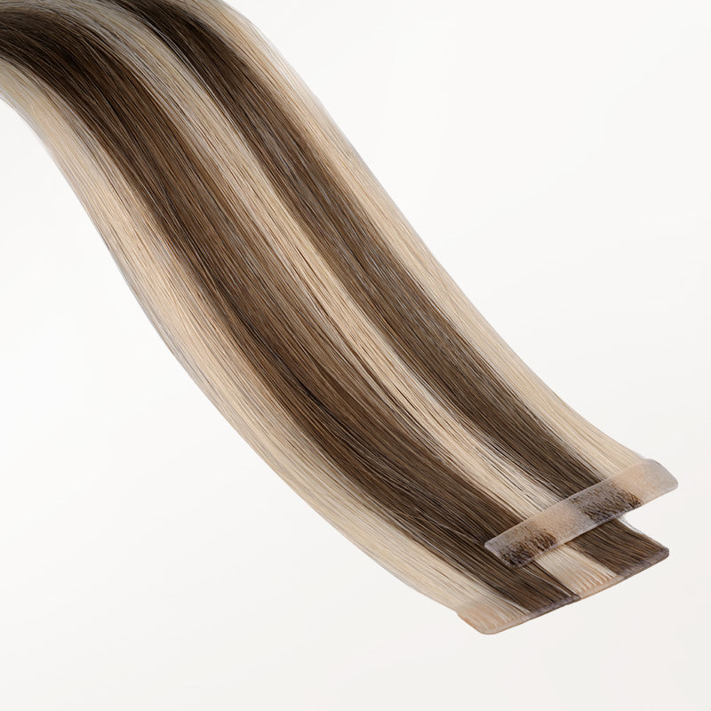Golden Blonde Highlights (8B/60B) Invisi Edge Tape-Ins 50g_100% Remy Human Hair.