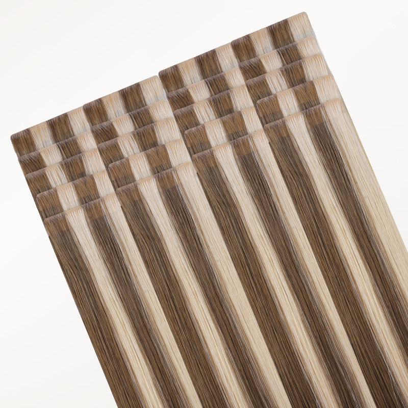 Golden Blonde Highlights (8B/60B) Invisi Edge Tape-Ins 50g_100% Remy Human Hair.