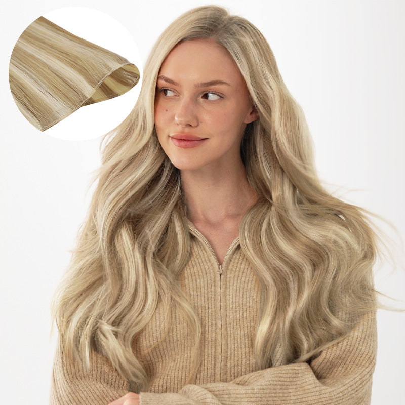 Light Blonde Highlights (16/22A) Genius Weft Hair Extensions (50-120g)_100% Remy Human Hair.