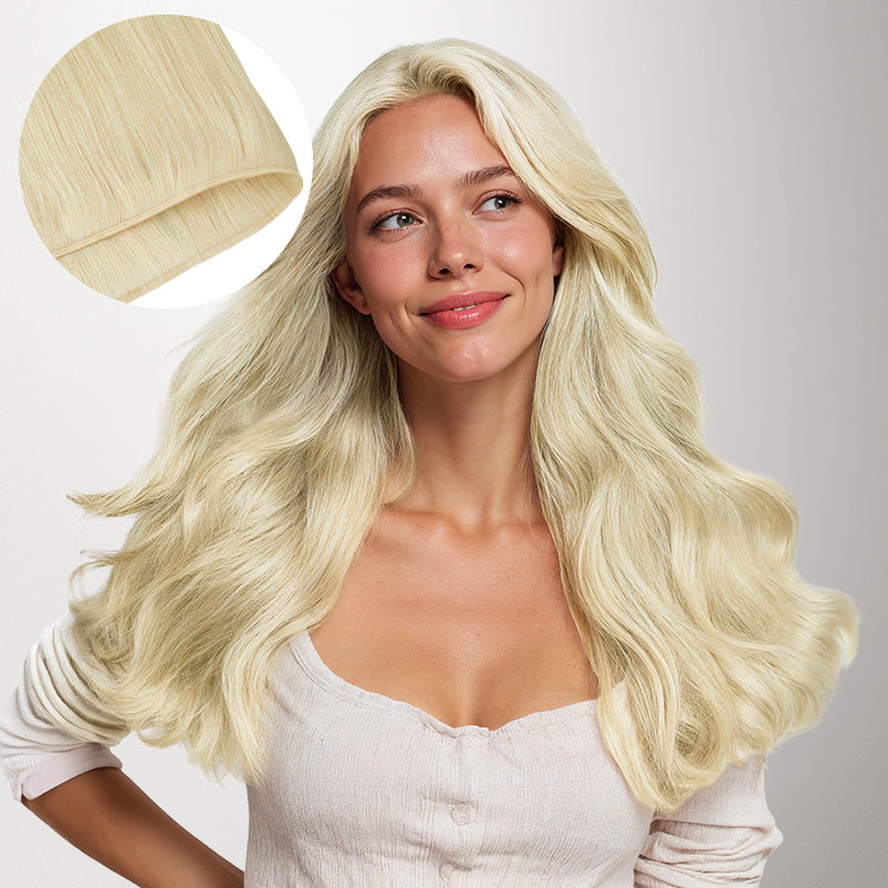 Platinum Blonde (60A) Genius Weft Hair Extensions (50-120g)_100% Remy Human Hair.