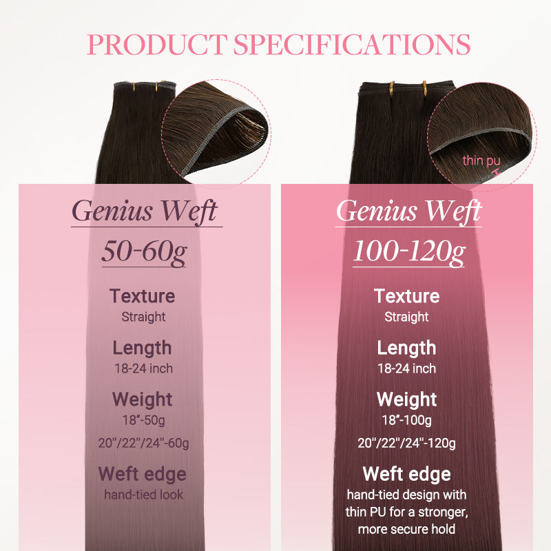  Jet Black (1) Genius Weft Hair Extensions (100-120g) [Clearance]-100% Remy Human Hair.