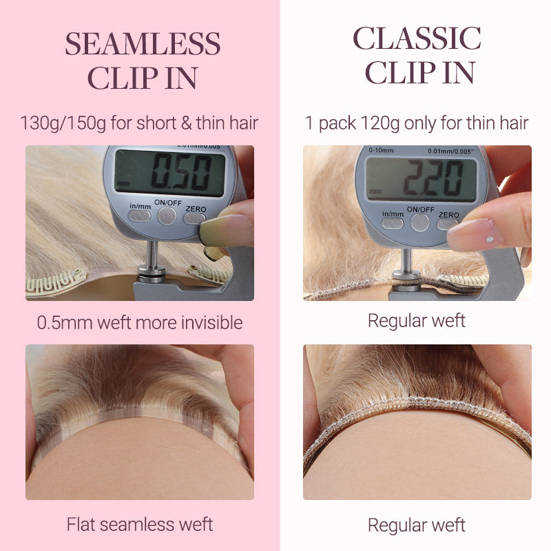Ash Blonde Highlights (17A/60A) Seamless Clip-Ins (130g-160g)_100% Remy Human Hair.