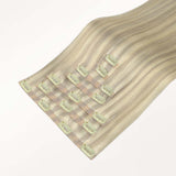 Ash Blonde Highlights (17A/60A) Seamless Clip-Ins (130g-160g)_100% Remy Human Hair.