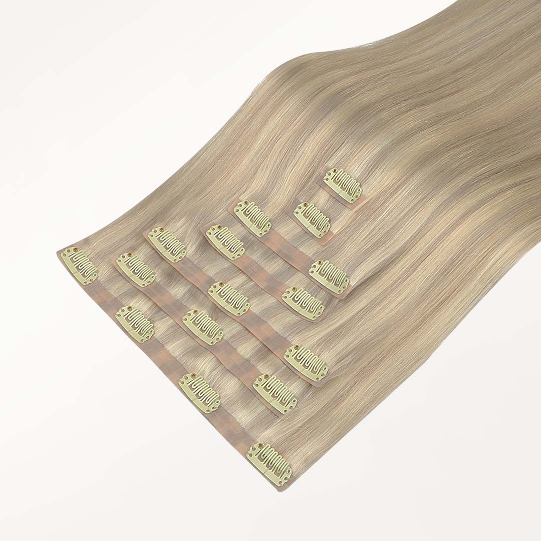 Ash Blonde Highlights (17A/60A) Seamless Clip-Ins (130g-160g)-100% Remy Human Hair.