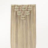 Ash Blonde Highlights (17A/60A) Seamless Clip-Ins (130g-160g)-100% Remy Human Hair.