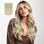 Ash Blonde Highlights (17A/60A) Seamless Clip-Ins (130g-160g)_100% Remy Human Hair.