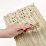 Ash Blonde Highlights (17A/60A) Seamless Clip-Ins (130g-160g)_100% Remy Human Hair.