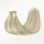 Ash Blonde Highlights (17A/60A) Seamless Clip-Ins (130g-160g)_100% Remy Human Hair.