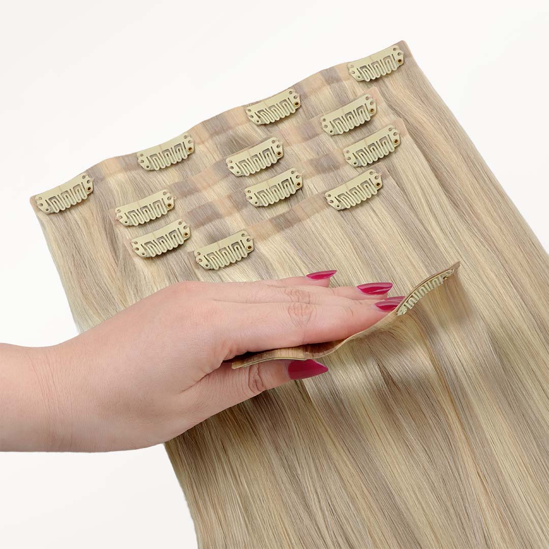 Ash Blonde Highlights (17A/60A) Seamless Clip-Ins (130g-160g)-100% Remy Human Hair.