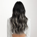 Black To Light Blonde Balayage (1B/16/1B) Seamless Clip-Ins (130g-150g) – 100% Remy Human Hair by GOO GOO Hair.