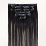 Black To Light Blonde Balayage (1B/16/1B) Seamless Clip-Ins (130g-150g) – 100% Remy Human Hair by GOO GOO Hair.