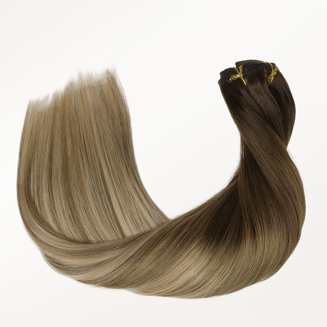 Bleach Blonde Balayage (3/8/613) Seamless Clip-Ins (130g-160g)-100% Remy Human Hair.