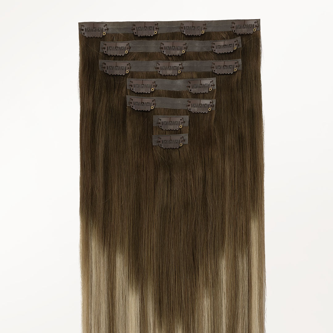 Bleach Blonde Balayage (3/8/613) Seamless Clip-Ins (130g-160g)-100% Remy Human Hair.