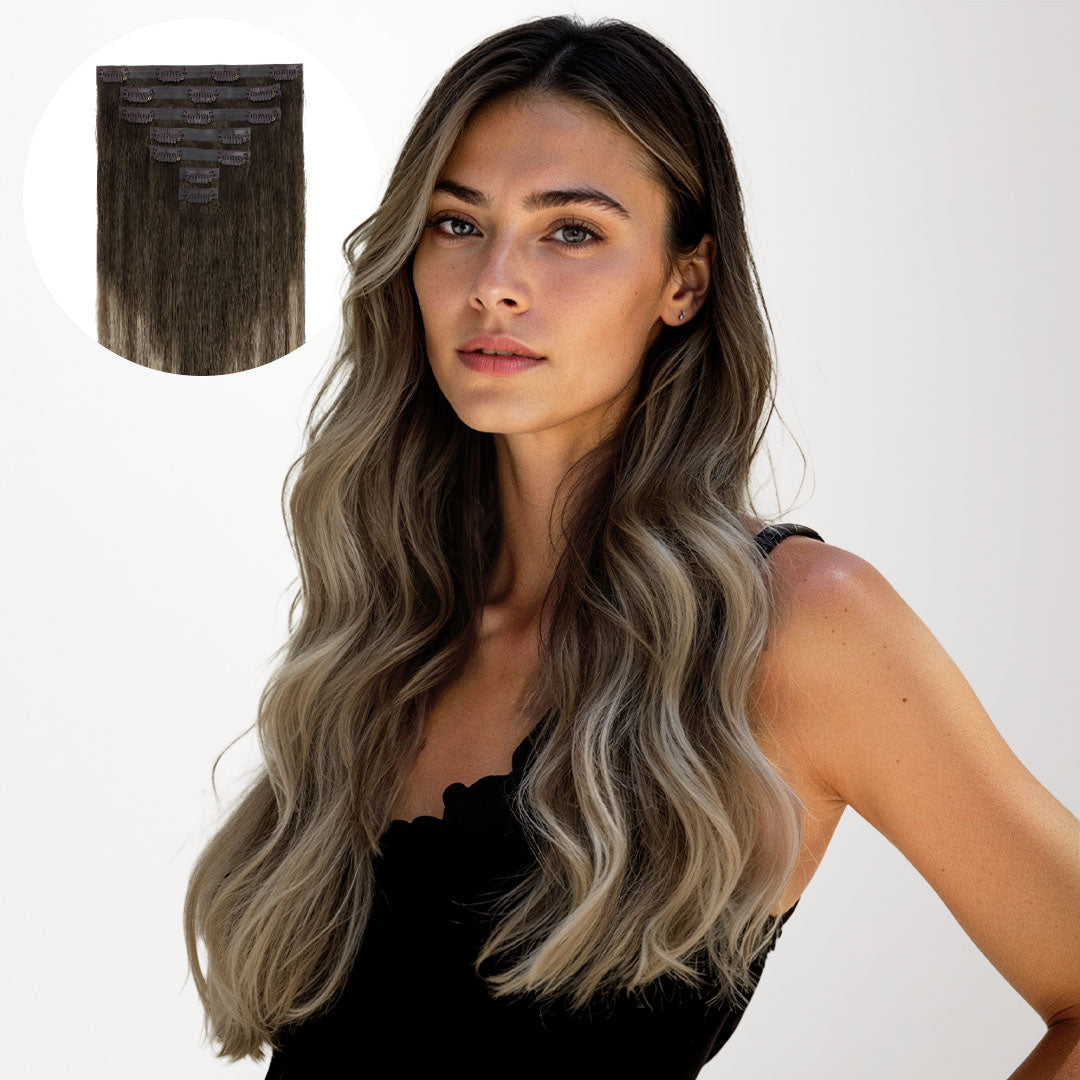 Bleach Blonde Balayage (3/8/613) Seamless Clip-Ins [Clearance]_100% Remy Human Hair.