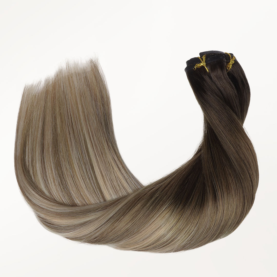 Bleach Blonde Balayage (3/8/613) Seamless Clip-Ins [Clearance]_100% Remy Human Hair.