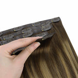 Caramel Blonde Balayage (4/27/4) Seamless Clip-Ins (130g-160g)-100% Remy Human Hair.