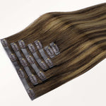Caramel Blonde Balayage (4/27/4) Seamless Clip-Ins (130g-160g)-100% Remy Human Hair.