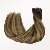 Caramel Blonde Balayage (4/27/4) Seamless Clip-Ins (130g-160g)-100% Remy Human Hair.