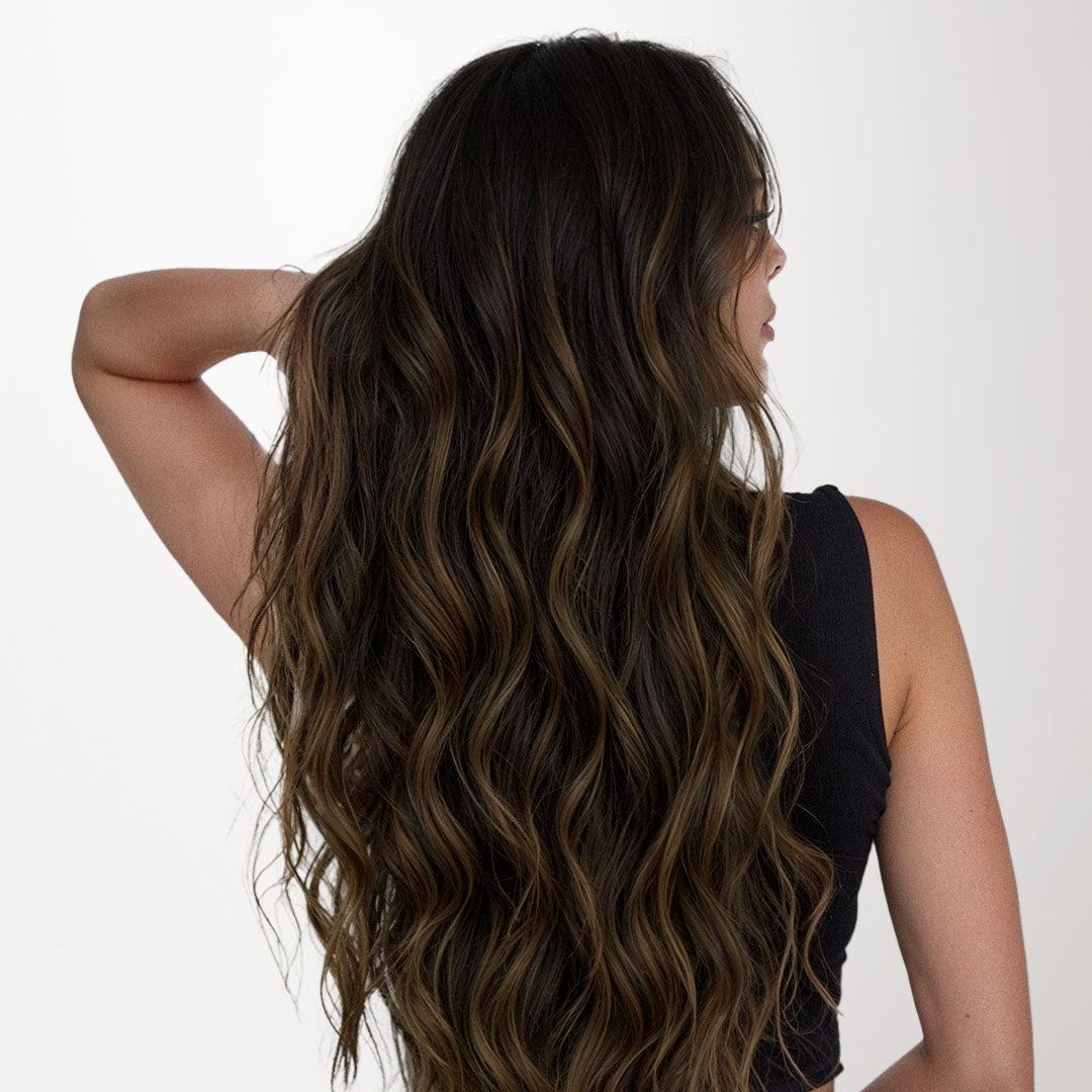 Dark Brown Balayage (2/6/2) Seamless Clip-Ins (130g-160g)-100% Remy Human Hair.
