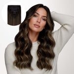 Dark Brown Balayage (2/6/2) Seamless Clip-Ins (130g-160g)-100% Remy Human Hair.