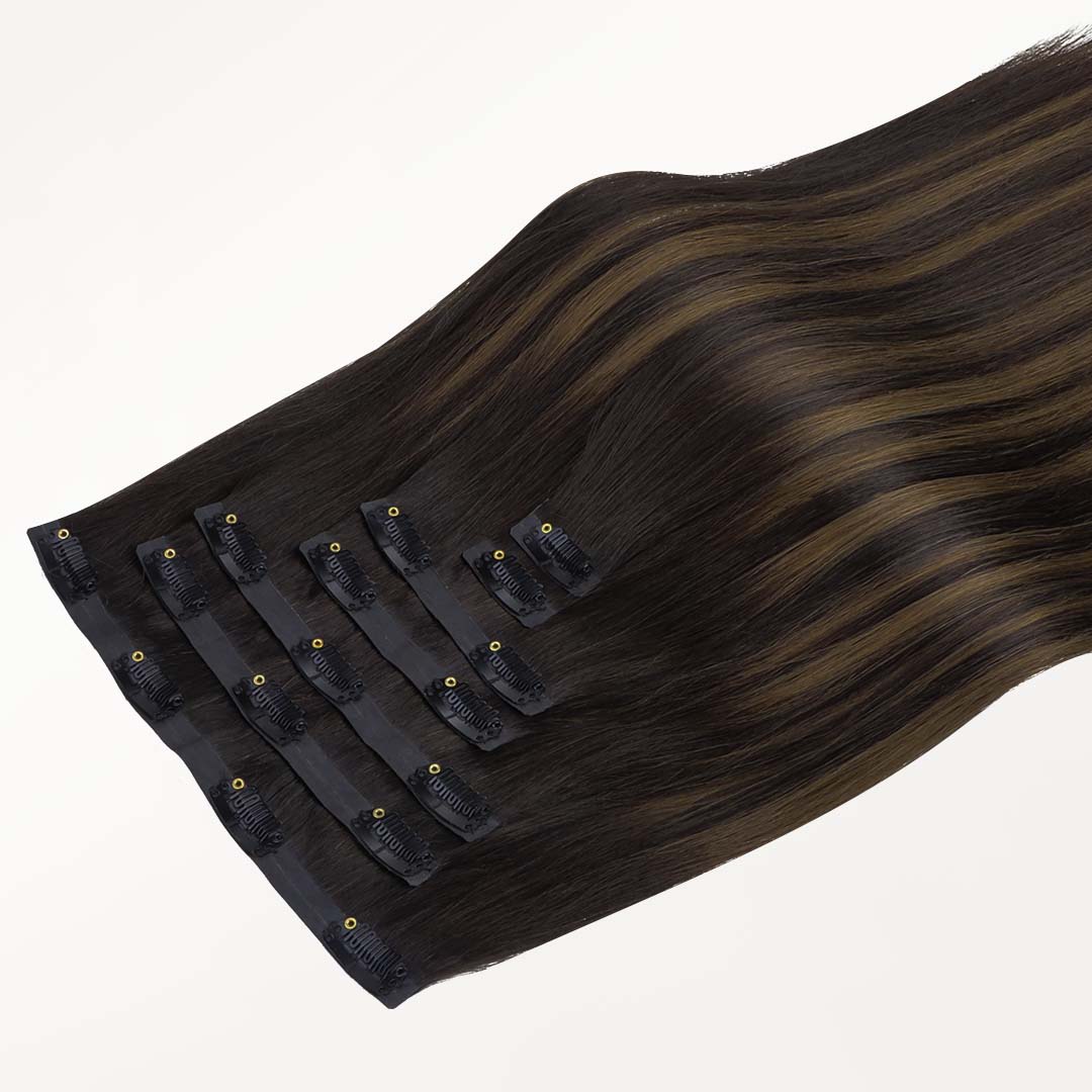 Dark Brown Balayage (2/6/2) Seamless Clip-Ins [Clearance]_100% Remy Human Hair.