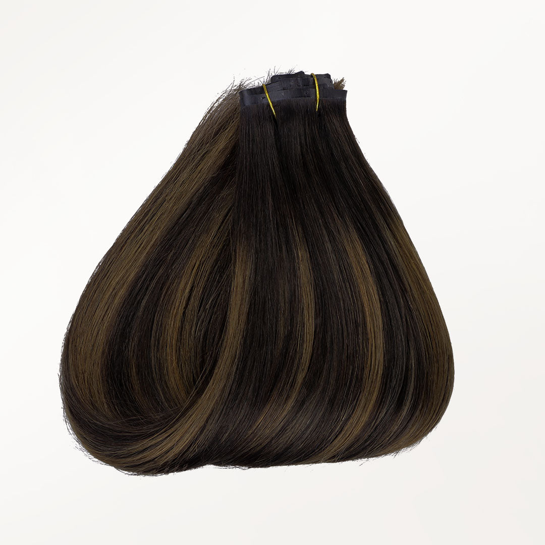 Dark Brown Balayage (2/6/2) Seamless Clip-Ins [Clearance]_100% Remy Human Hair.
