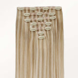 Dark Blonde Highlighted Bleach Blonde (18A/613A) Seamless Clip-Ins (130g-160g)-100% Remy Human Hair.
