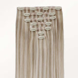 Dark Blonde Highlighted Bleach Blonde (18A/613A) Seamless Clip-Ins [Clearance]_100% Remy Human Hair.