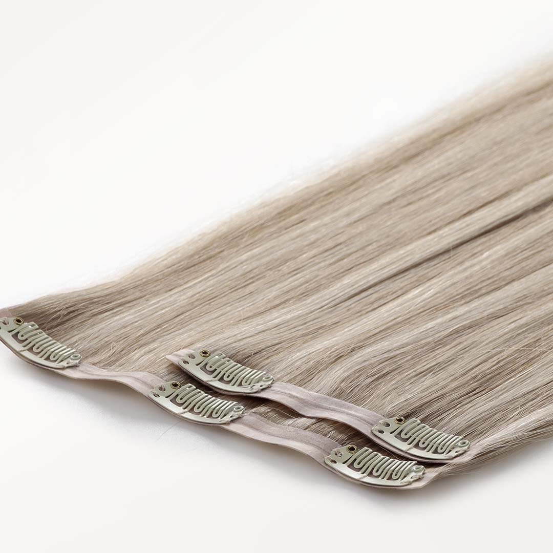 Dark Blonde Highlighted Bleach Blonde (18A/613A) Seamless Clip-Ins [Clearance]_100% Remy Human Hair.