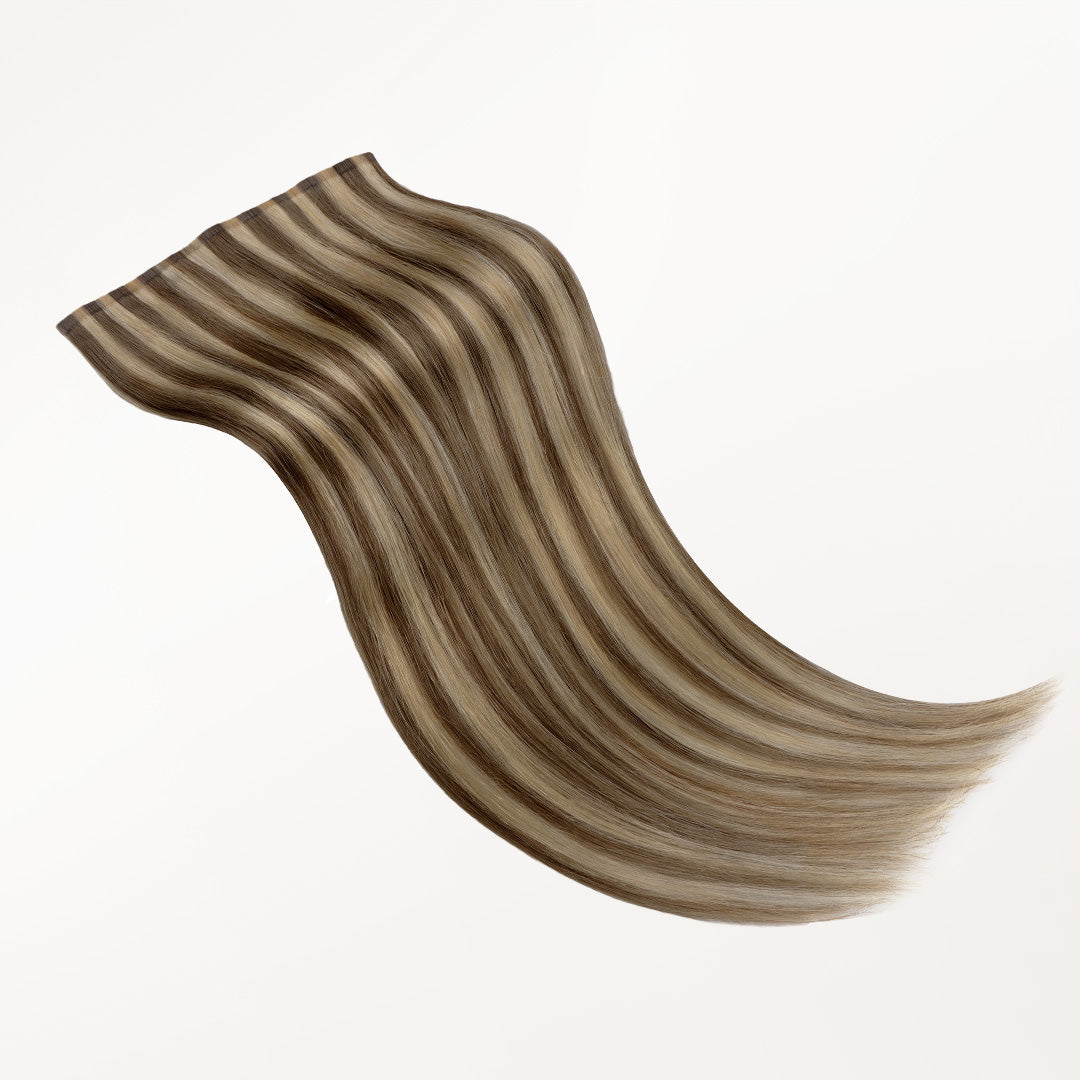Golden Blonde Highlights (8B/60B) Seamless Clip-Ins (130g-160g)_100% Remy Human Hair.